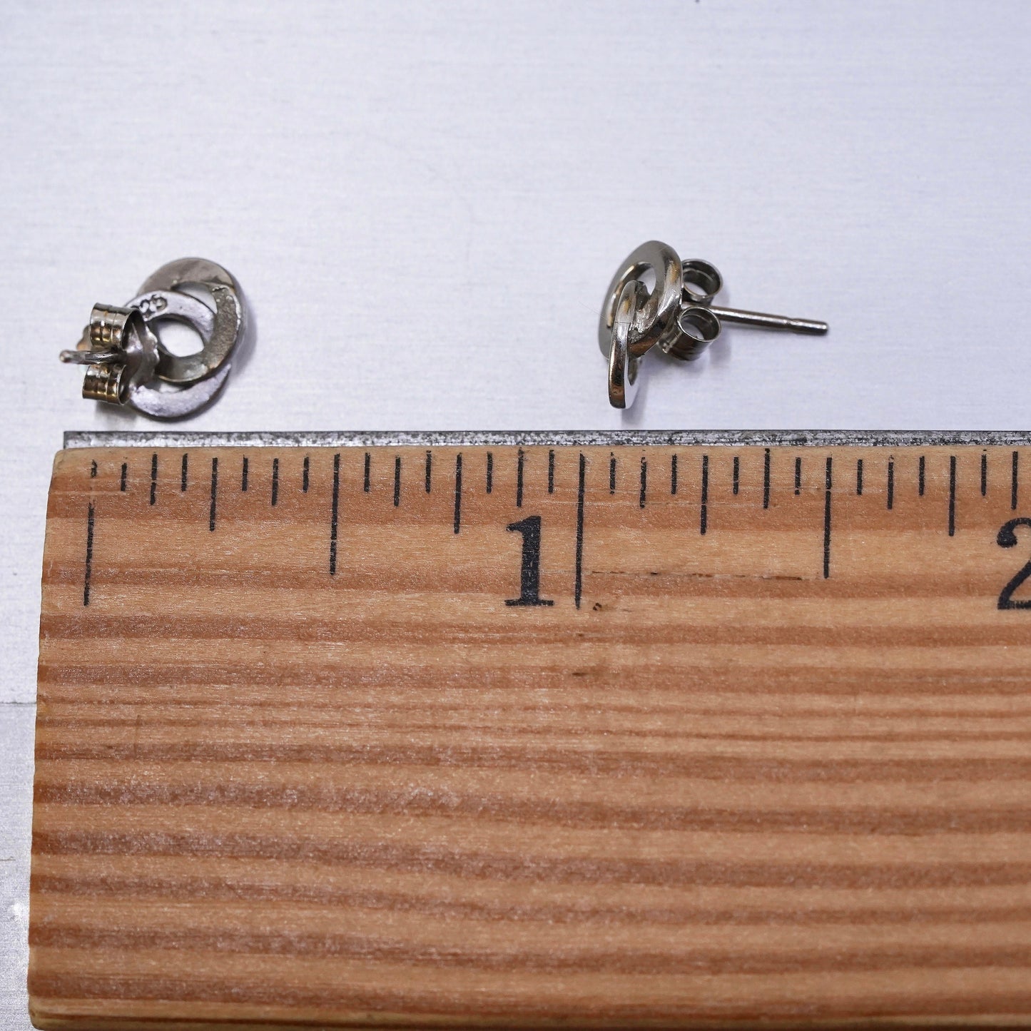vintage Sterling silver handmade earrings, 925 entwined studs
