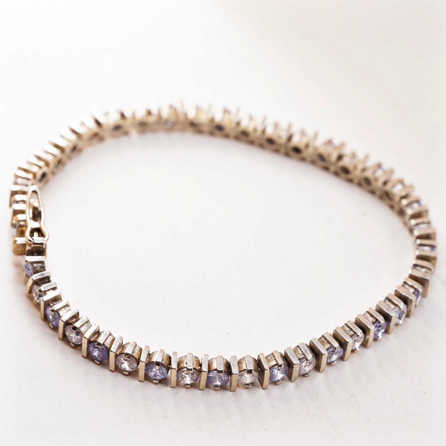 7", Vintage vermeil gold over Sterling 925 silver tennis bracelet with cz