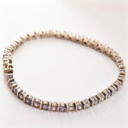 7", Vintage vermeil gold over Sterling 925 silver tennis bracelet with cz