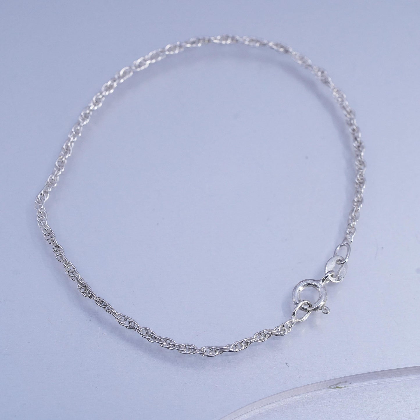 7.25" 2mm, vintage Sterling 925 silver bracelet, Singapore rope chain