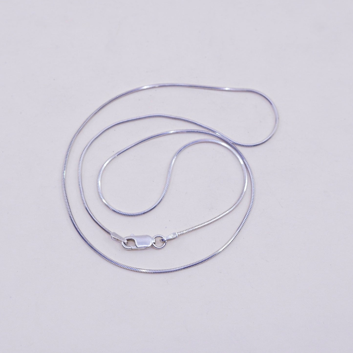 18”, 1mm, Vintage sterling silver square snake chain, Italy 925 necklace