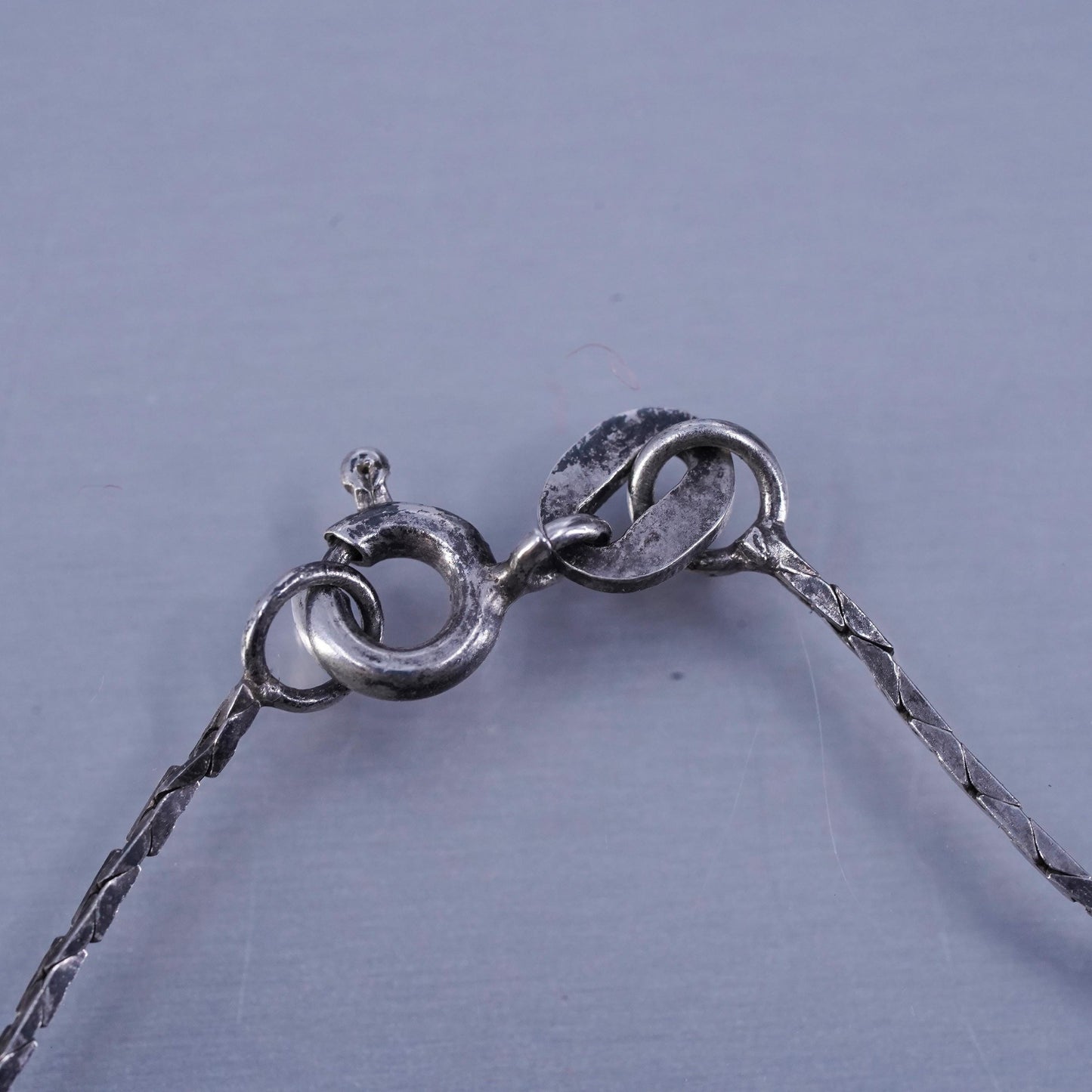 16” 1mm, vintage Sterling 925 silver square snake chain necklace