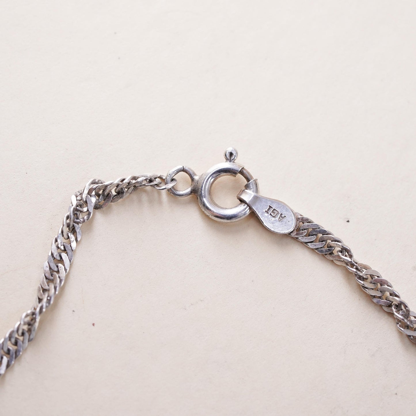11”, sterling silver bracelet, 925 twisted herringbone anklet W/ dolphin charm