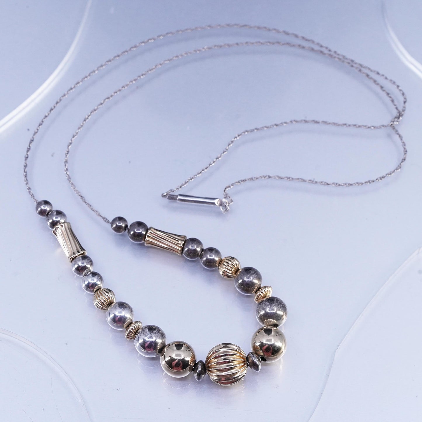 24”, ADDA sterling 925 silver Singapore rope chain 14K yellow gold necklace