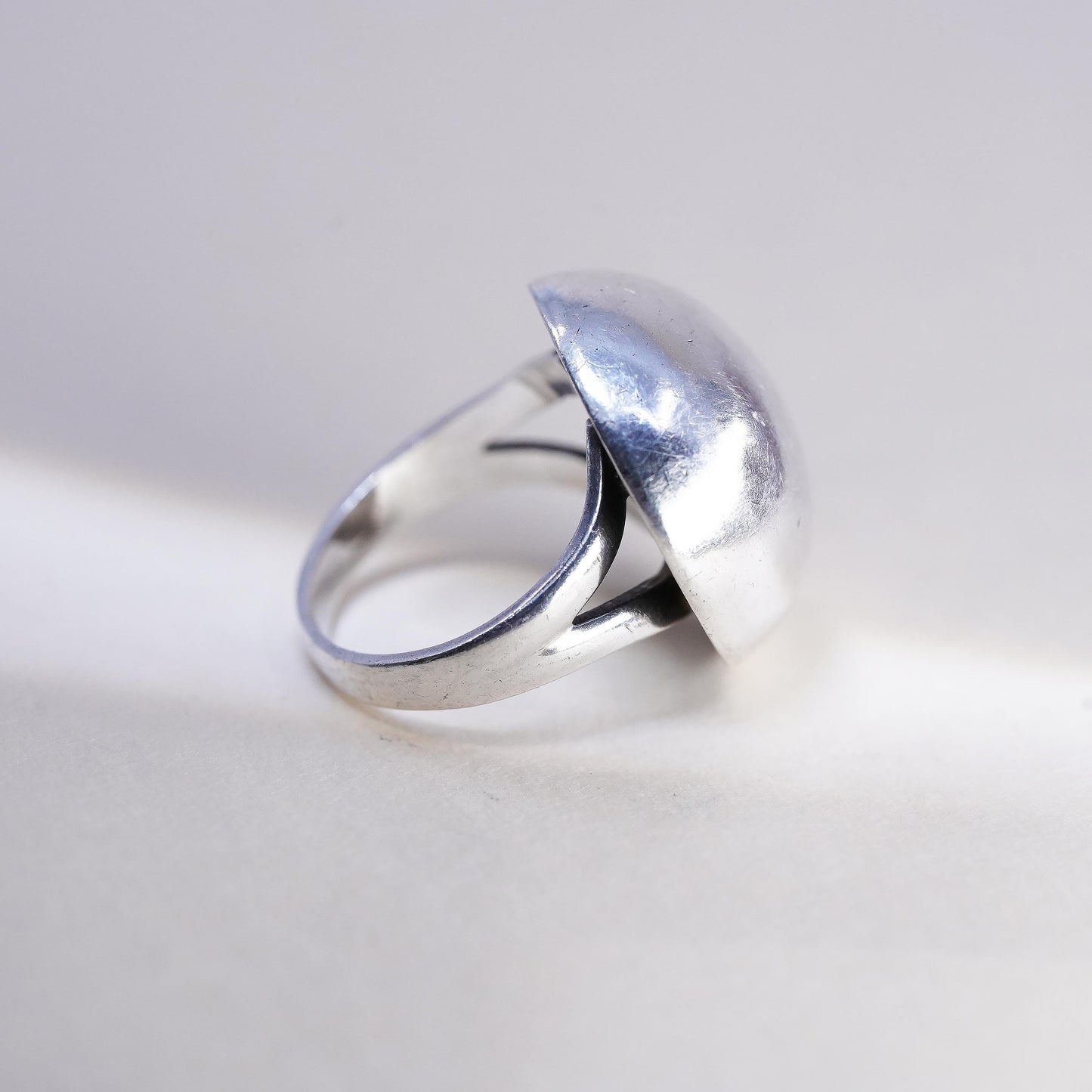 Size 5, modern sterling silver handmade ring, 925 statement circle dome band