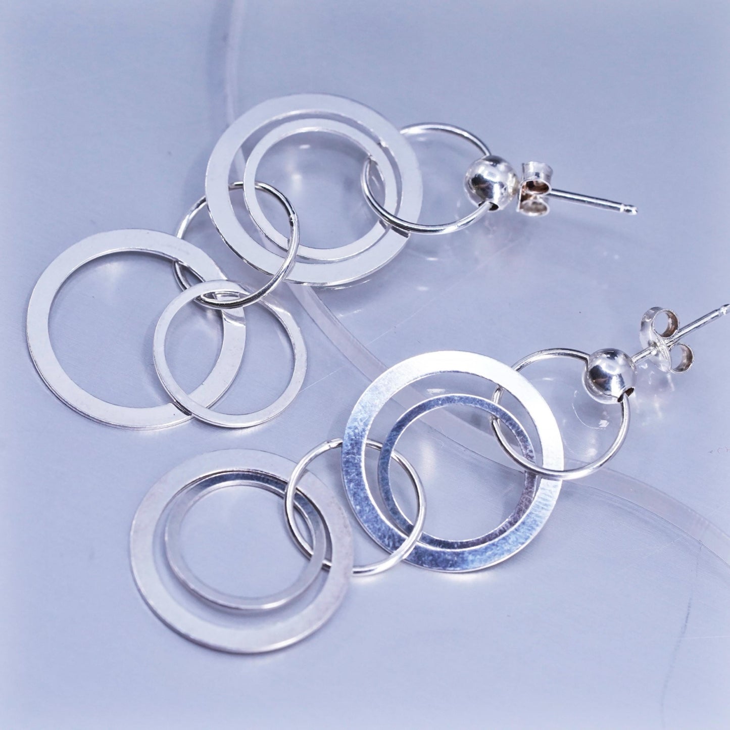 Vintage Italian Sterling 925 silver handmade entwined circle earrings