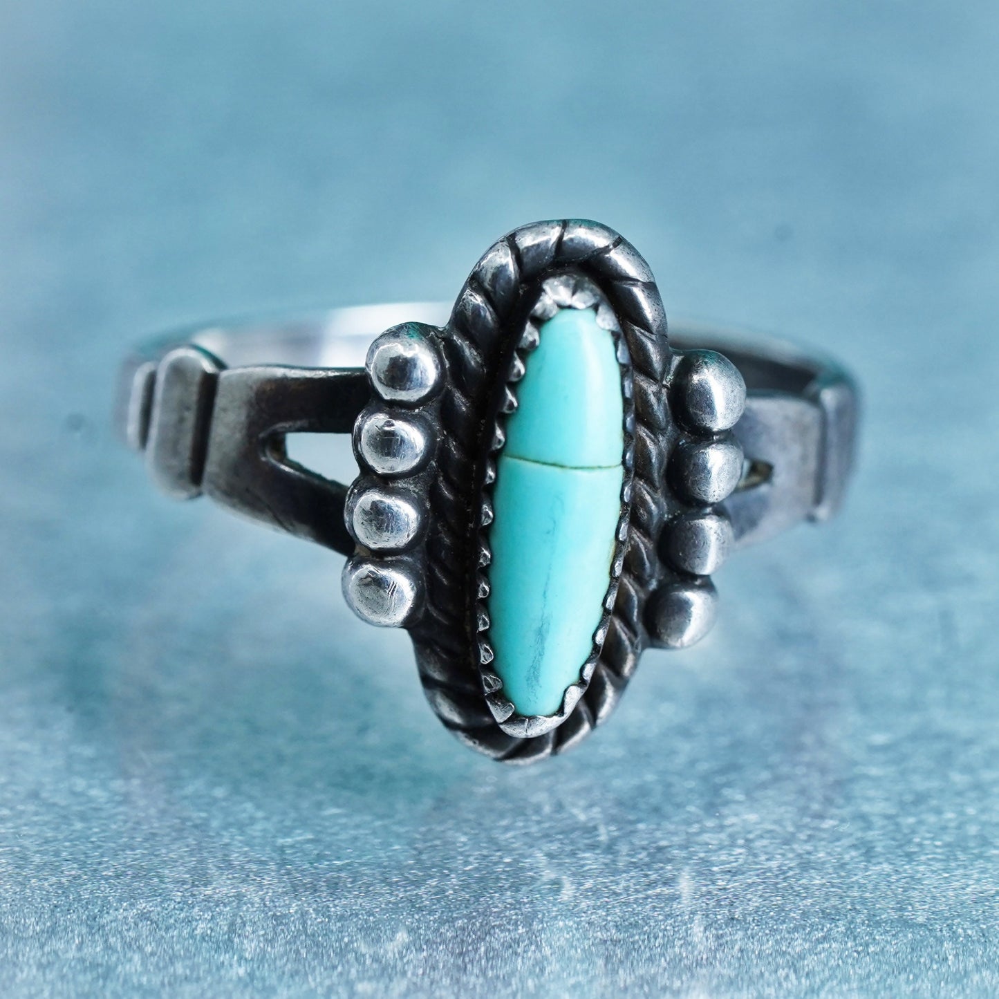 Size 6.25, Native American Bell trading post Sterling 925 silver ring turquoise