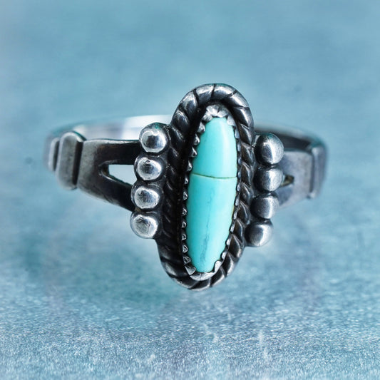 Size 6.25, Native American Bell trading post Sterling 925 silver ring turquoise