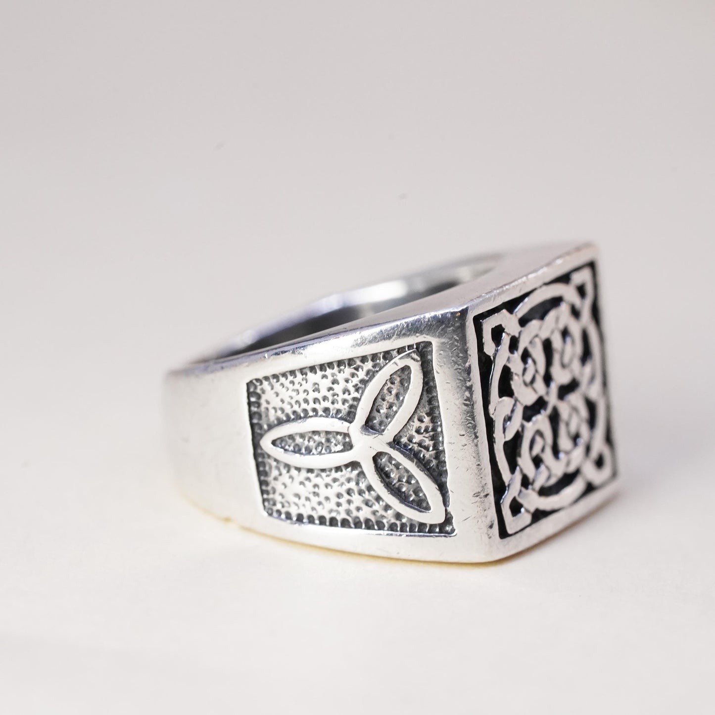 Size 6.5, VTG sterling silver handmade wired ring, 925 irish entwined knot band