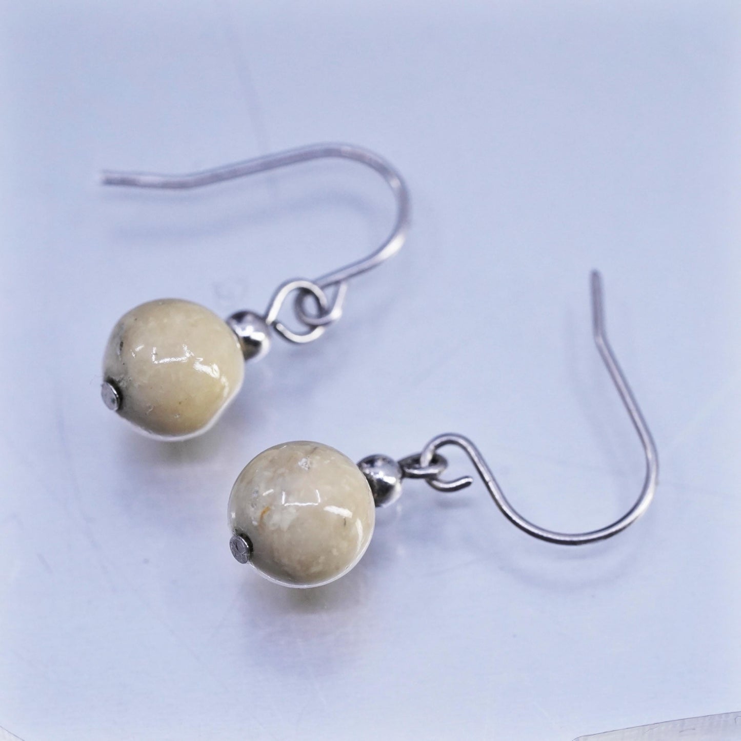 Amazing handmade Sterling Silver earrings, 925 Oval Obsidian N Beads
