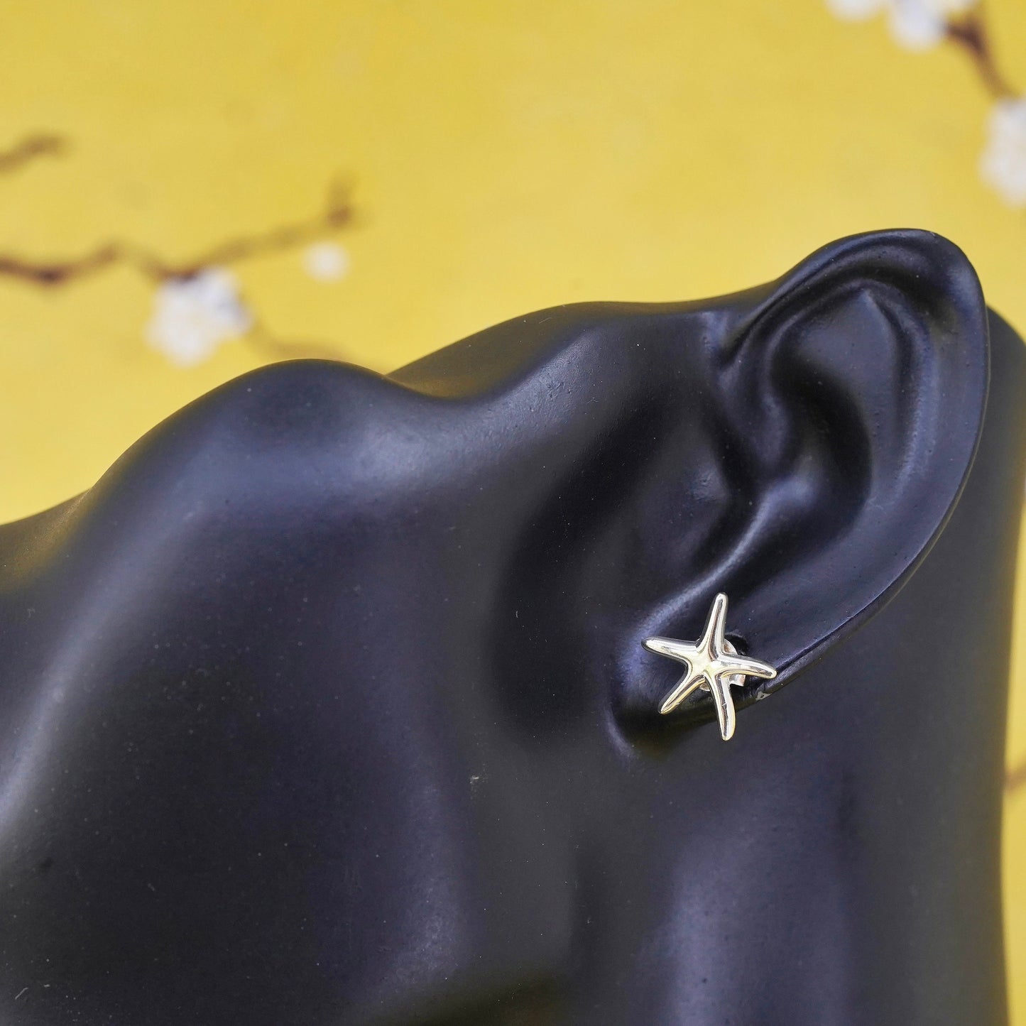 Vintage Sterling silver handmade earrings, 925 sea star starfish studs