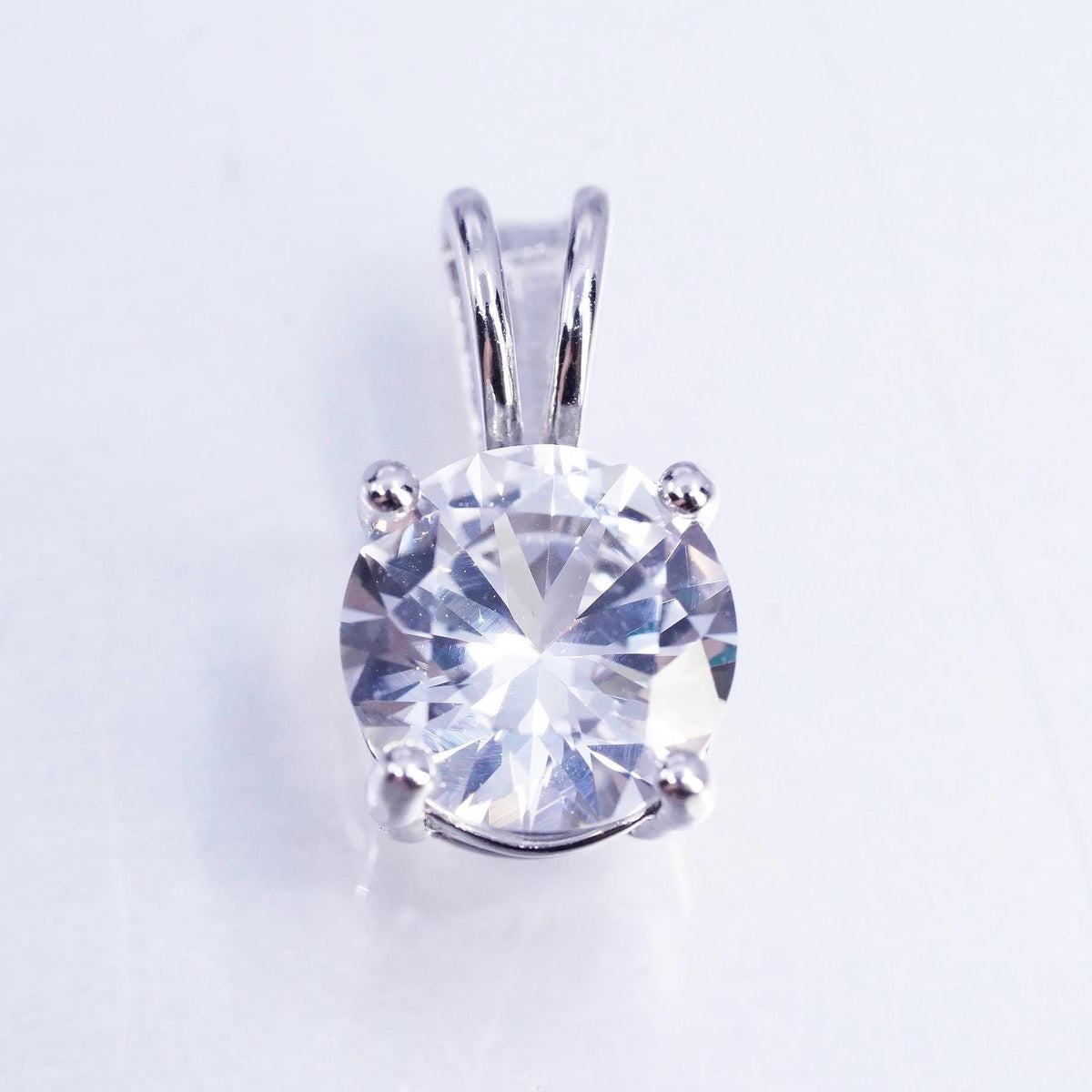 Vintage sterling 925 silver CZ Crystal pendant charm
