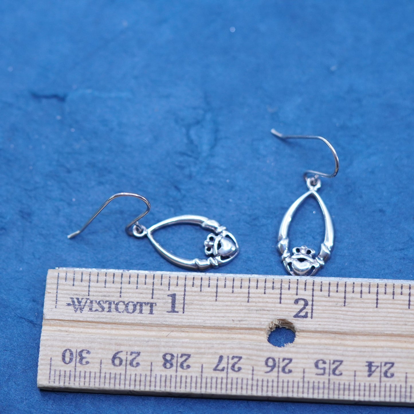 Sterling silver friendship earrings, 925 Irish claddagh holding heart hands