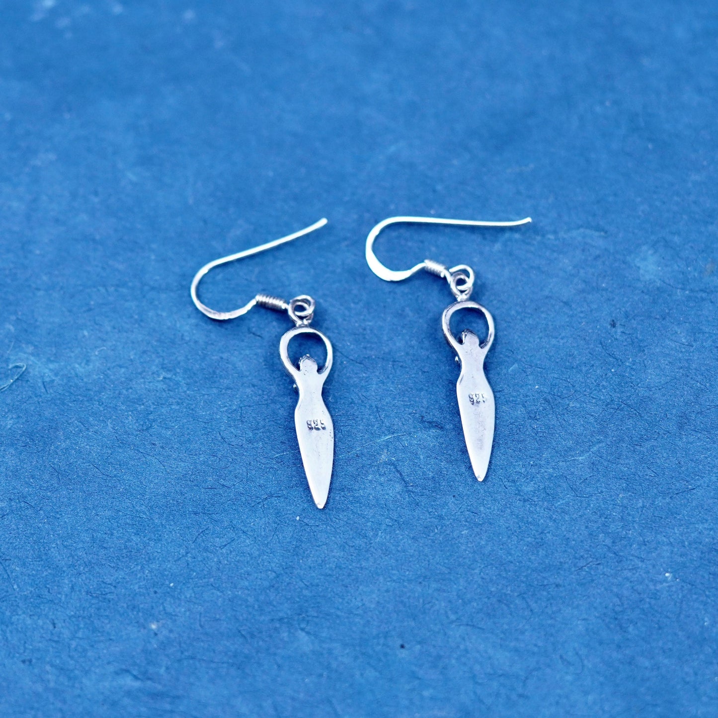 Vintage Sterling Silver handmade Earrings. 925 fertility goddess dangles