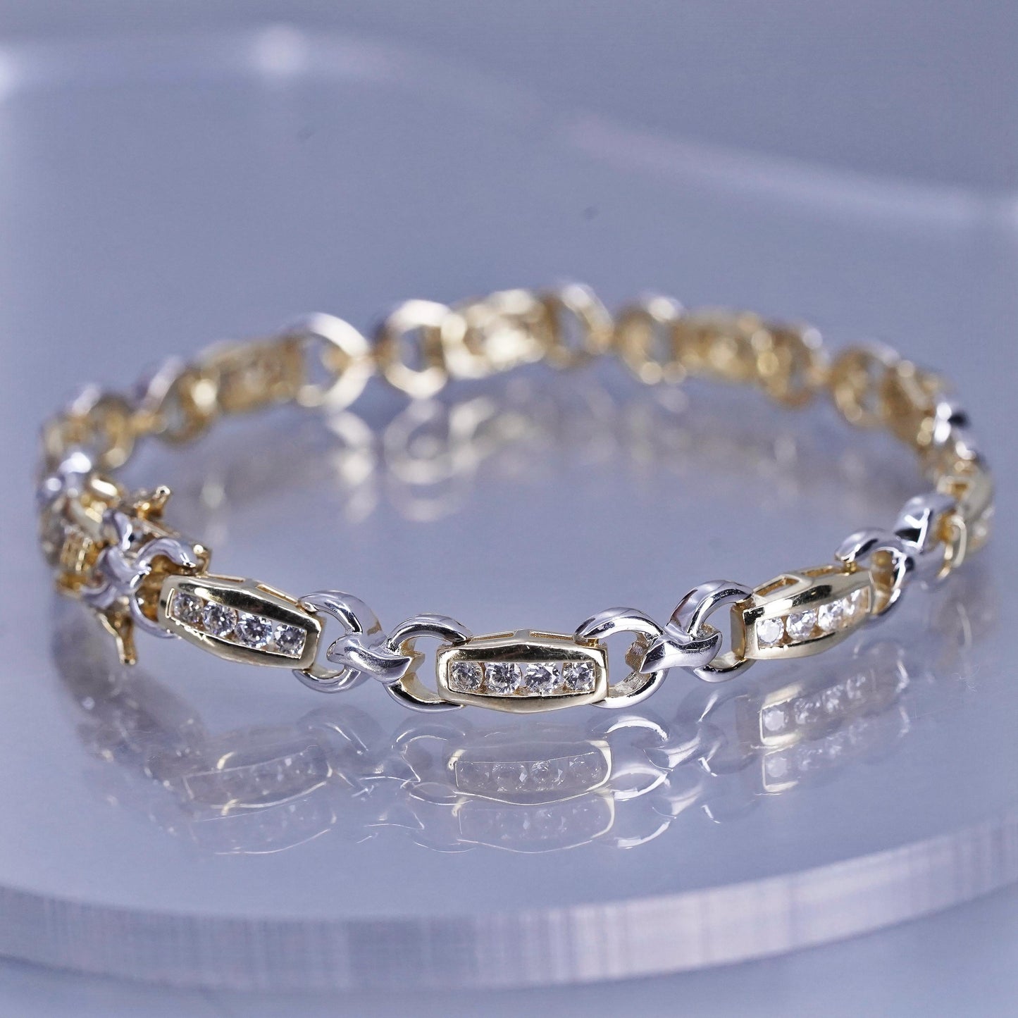 7.25”, Italy vermeil gold filled Sterling 925 silver tennis bracelet chain cz