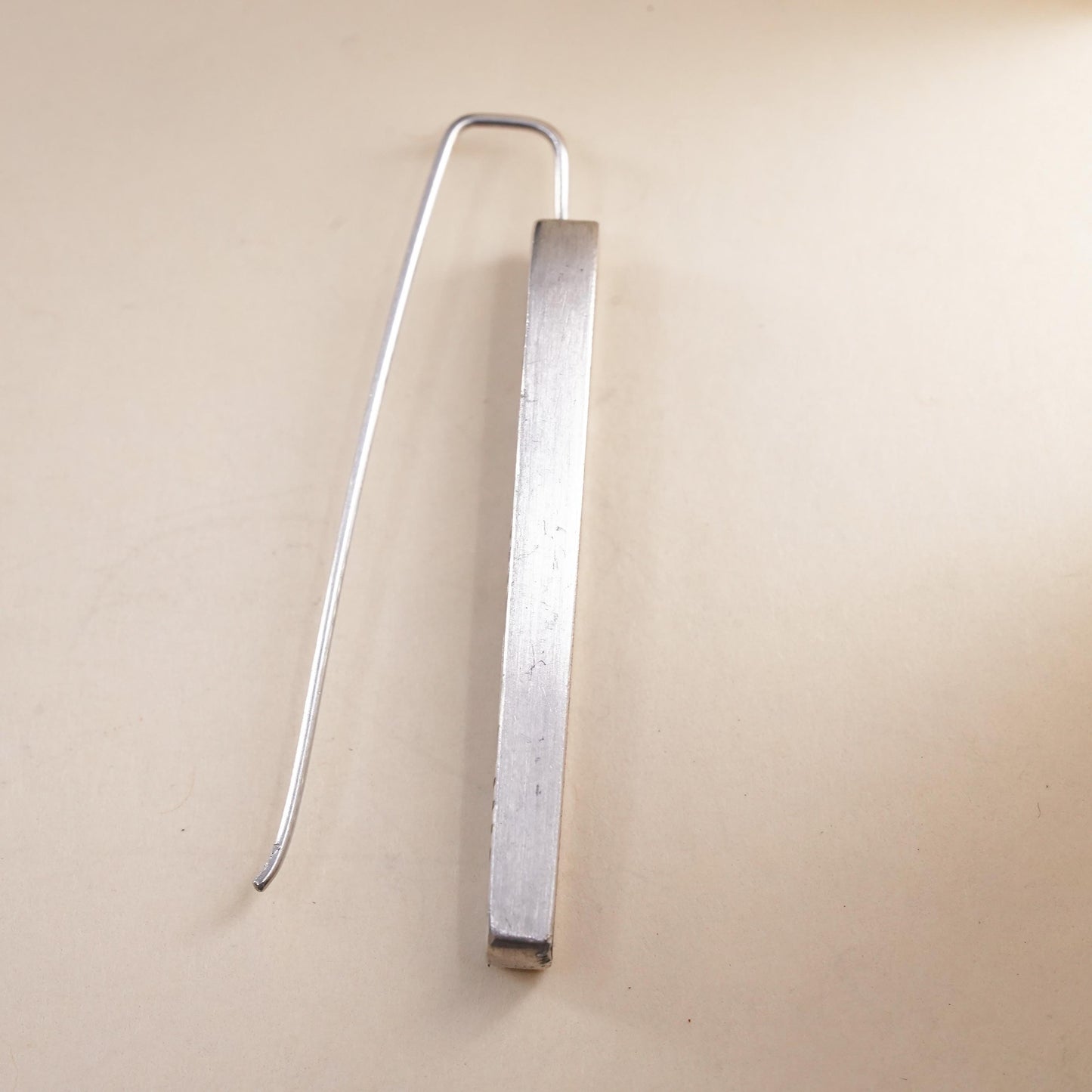 Minimalistic sterling silver single earring, 925 rectangular dangle with resin