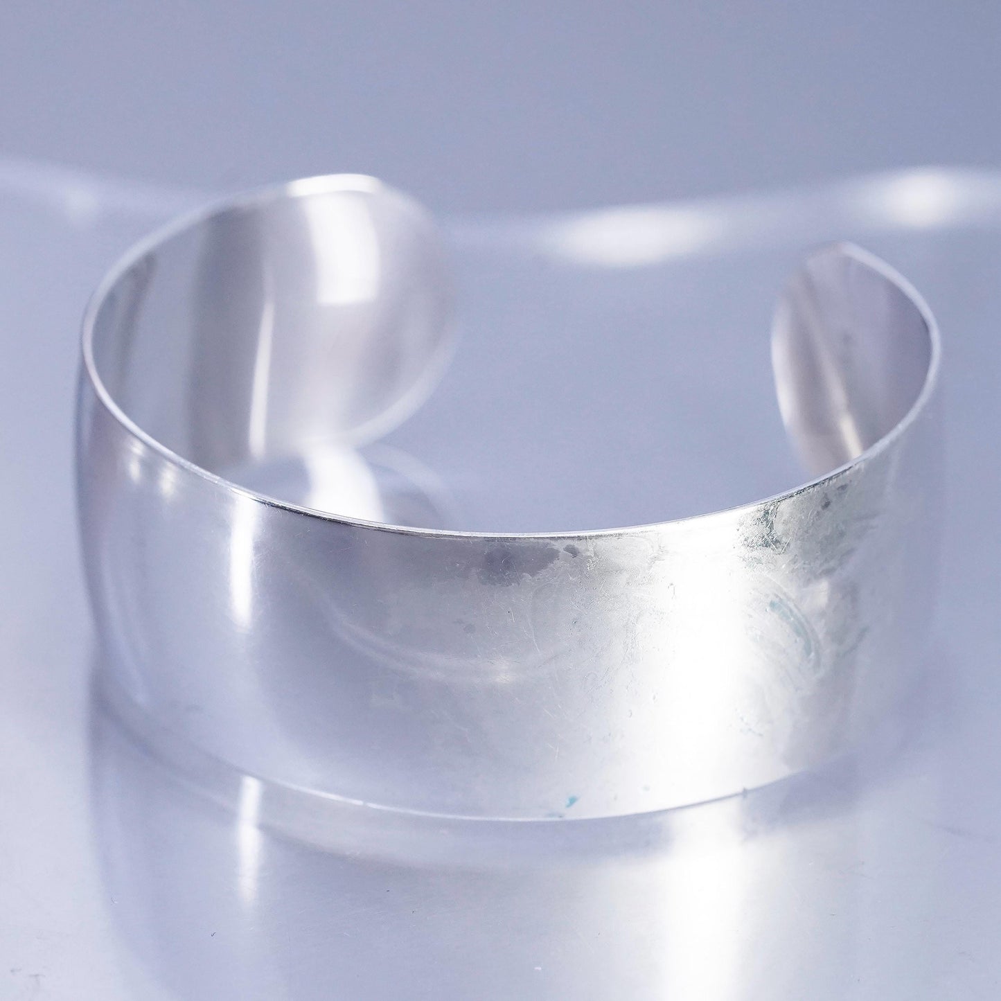 6.5”, Vintage UK Sterling 925 silver handmade bracelet, wide cuff