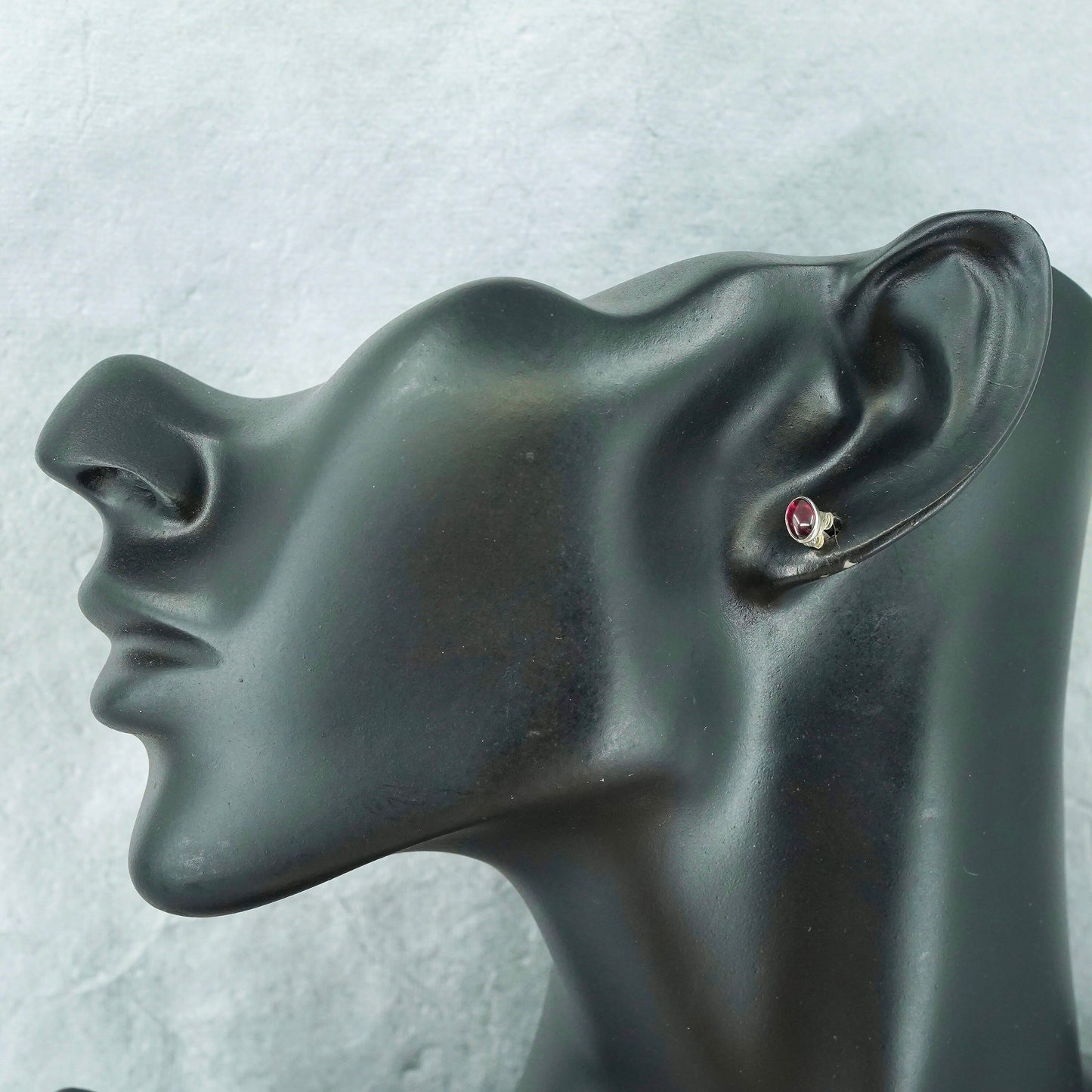 Vintage Sterling 925 silver handmade earrings, gernet studs