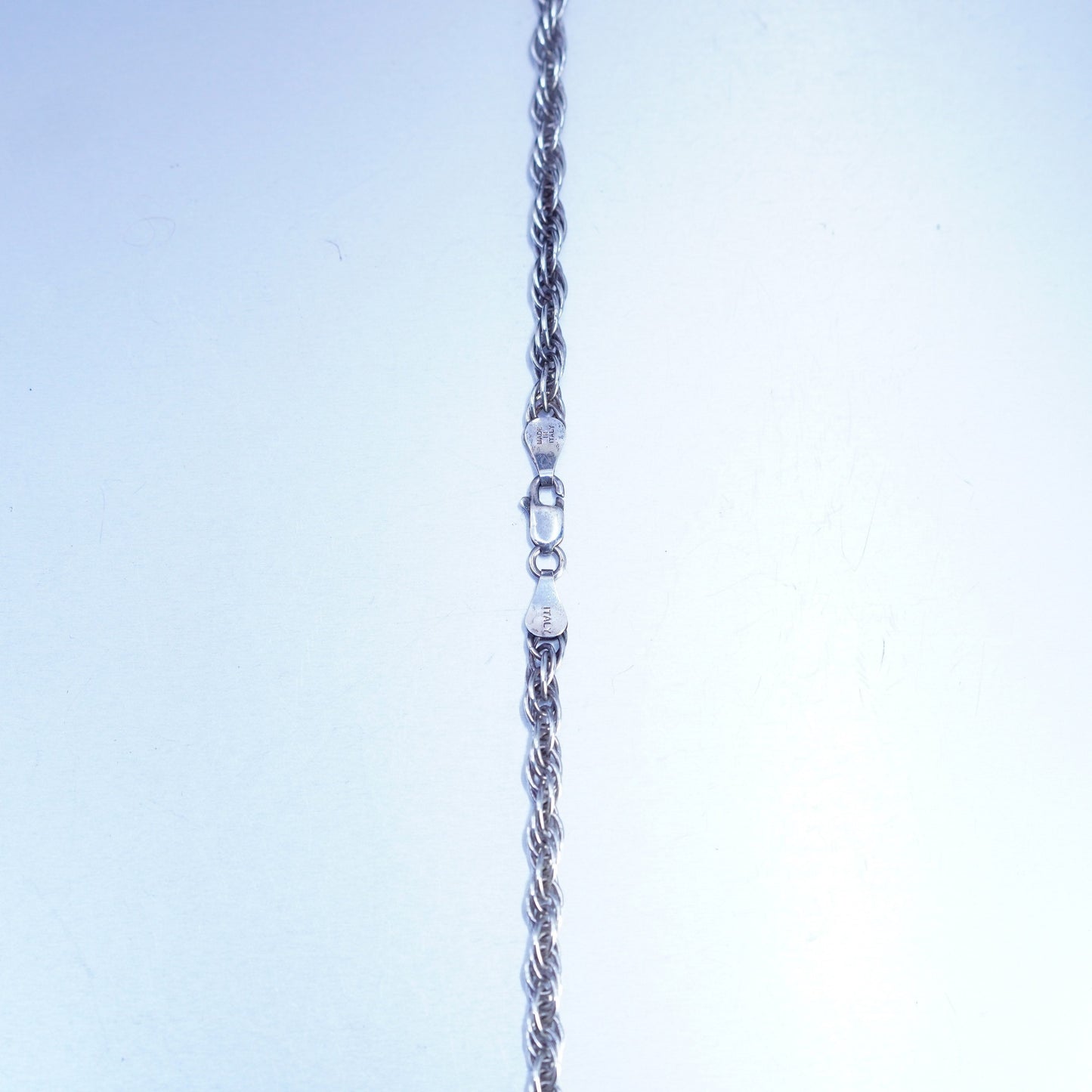 38”, vintage Milor Sterling 925 silver handmade Singapore rope chain necklace