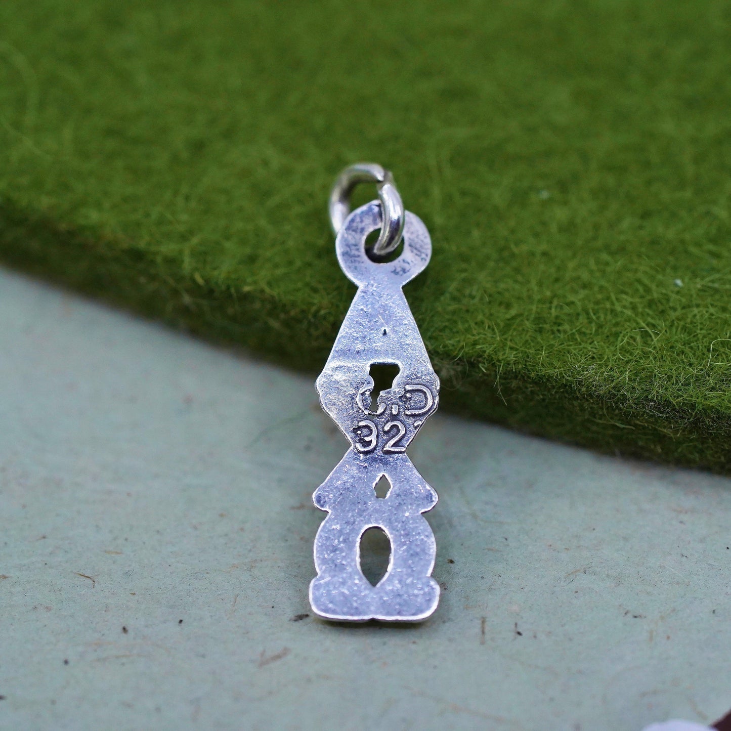 Vintage sterling silver handmade pendant, 925 Greek letter alpha chi omega