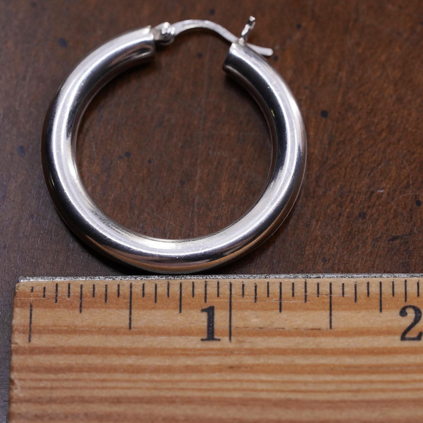 1.25", VTG sterling silver loop single earring, bold minimalist primitive hoop