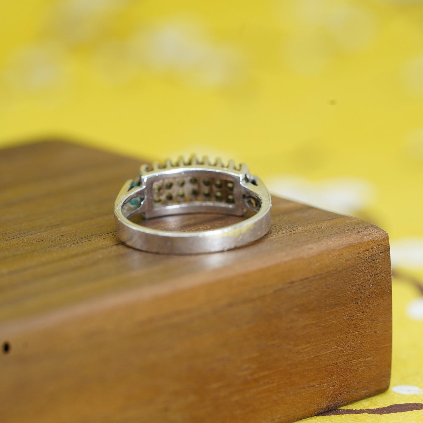 Size 6.5, vintage Sterling silver handmade ring, modern 925 band w/ cluster cz
