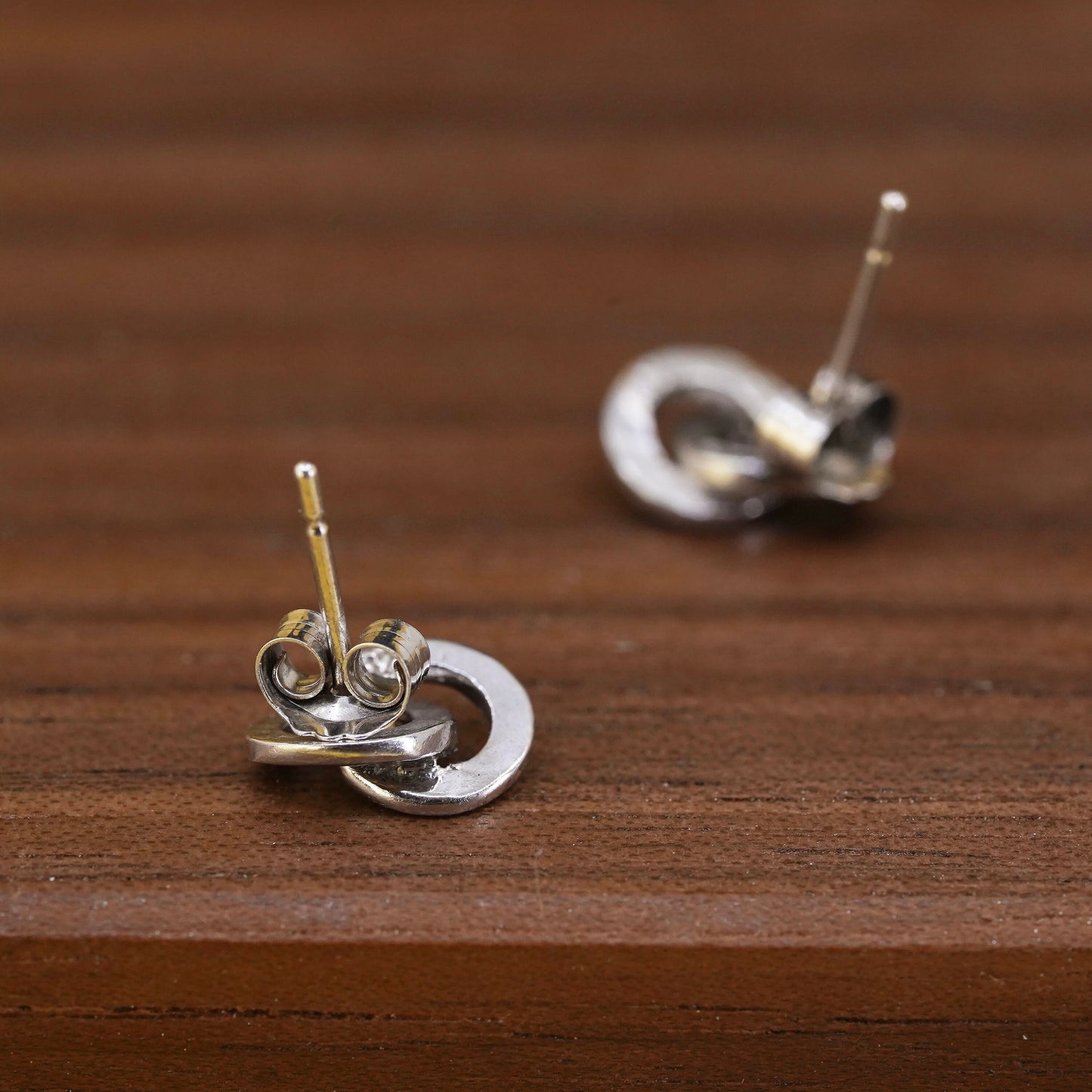 vintage Sterling silver handmade earrings, 925 entwined studs