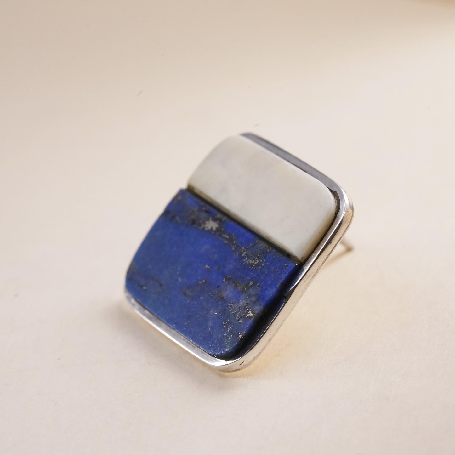 southwestern single earring. Navajo Sterling 925 silver square stud lapis