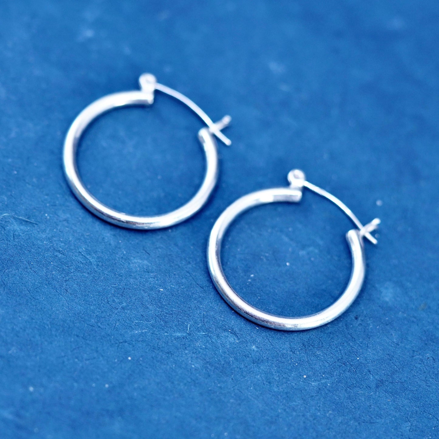 1.25”, vintage Sterling silver handmade hoop earrings, 925 huggie