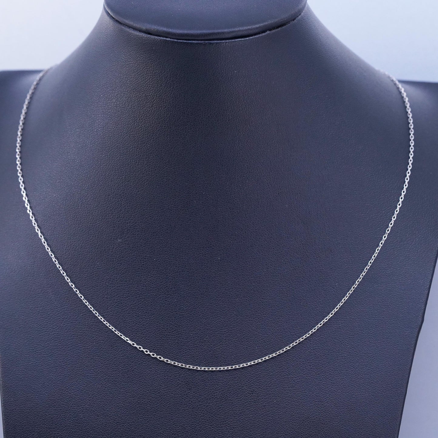 18” 1mm, vintage Italy Sterling 925 silver flatten circle chain necklace