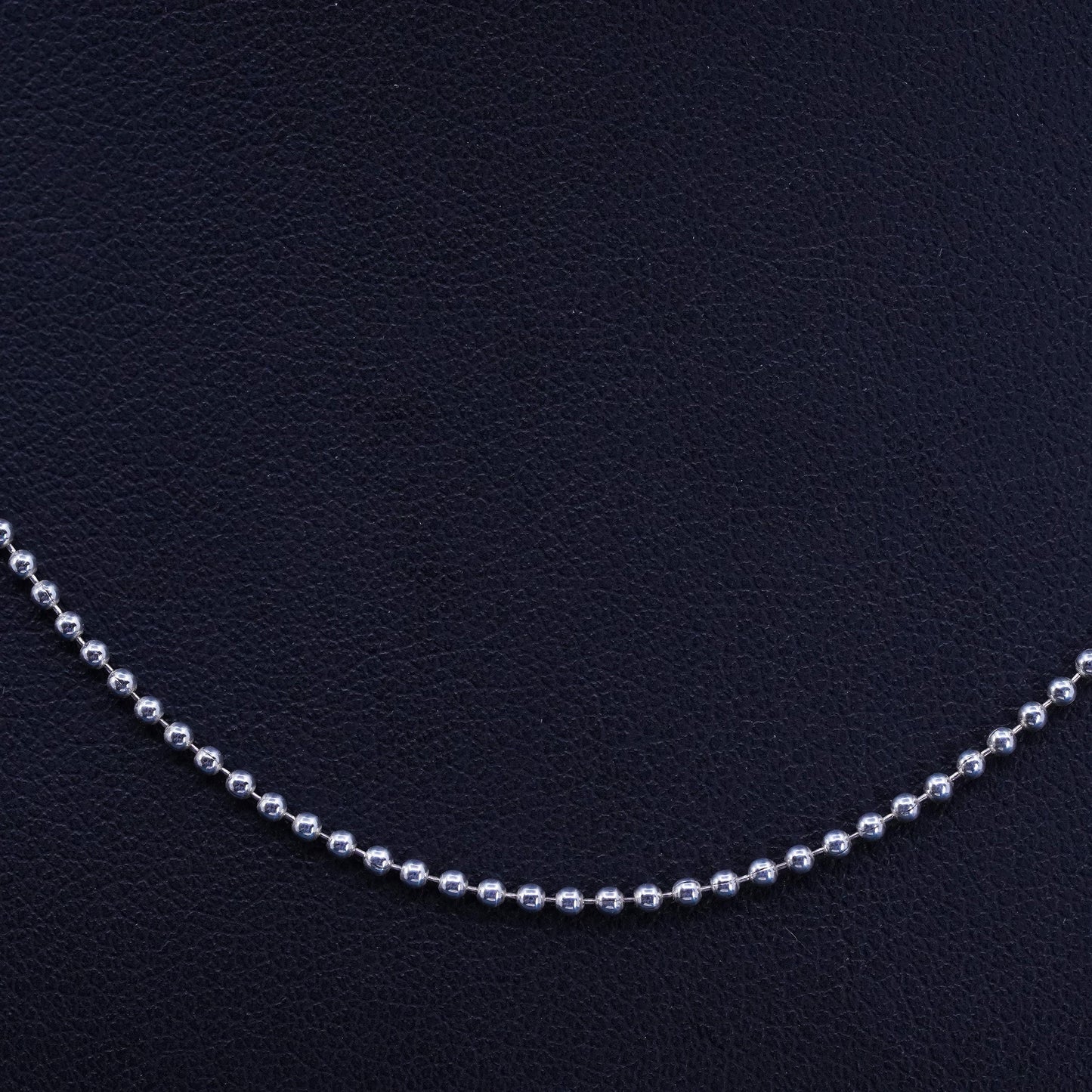18" 1mm, vintage Italian Sterling silver necklace, 925 beads chain