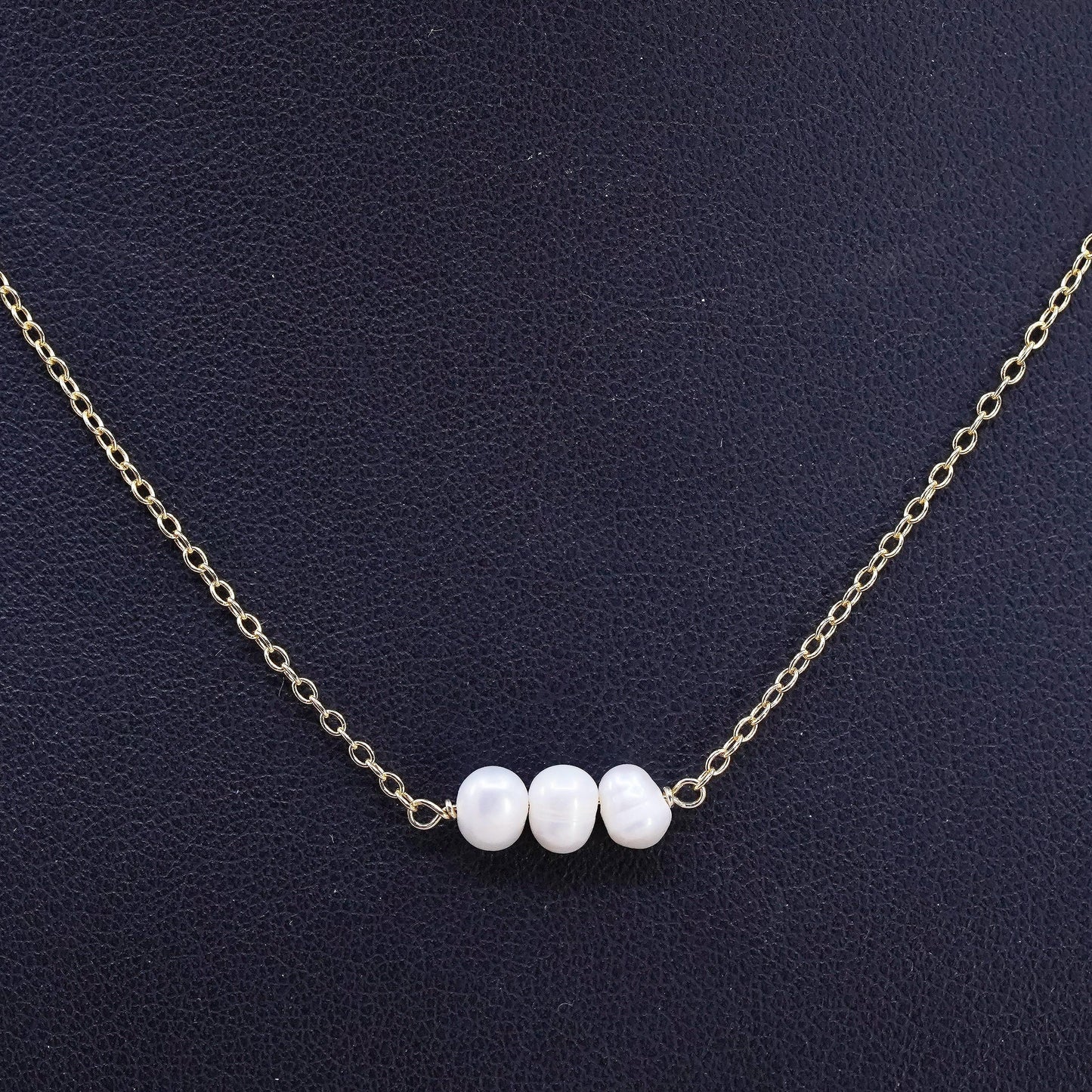 16+2", vermeil gold over Sterling silver necklace, 925 circle freshwater pearls
