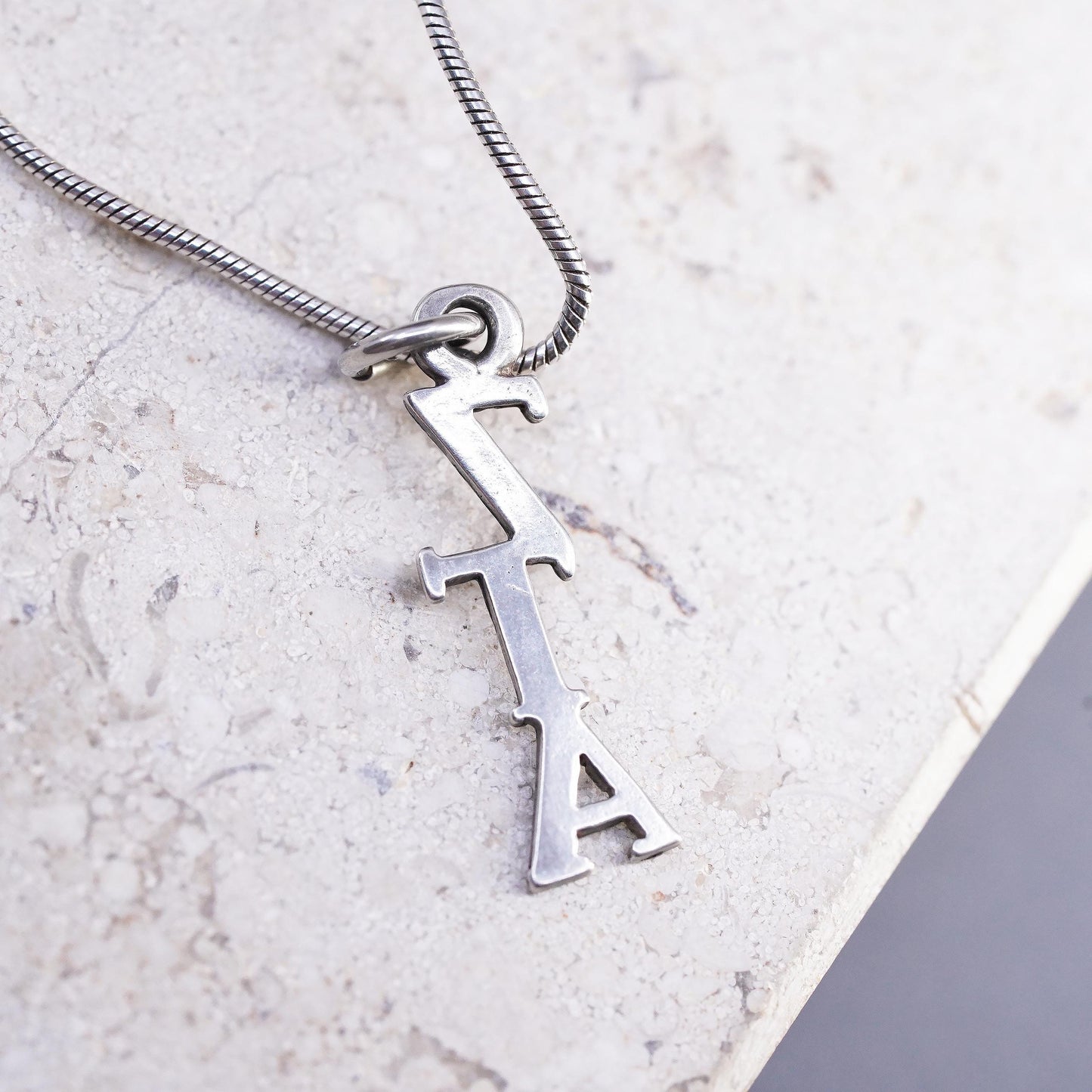 16", Sterling Silver 925 Zeta Tau Alpha ZTA Necklace 925 Greek Letter Charm
