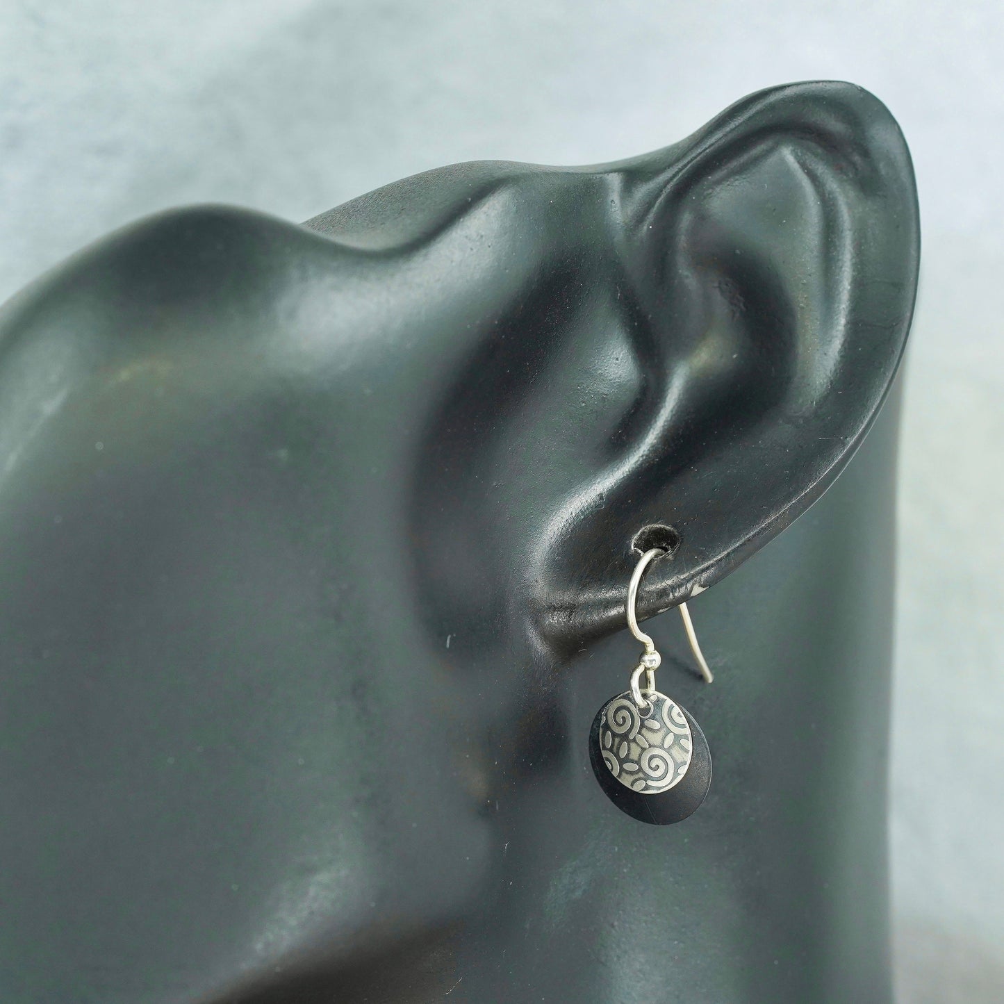 Vintage Sterling 925 silver handmade earrings with discs