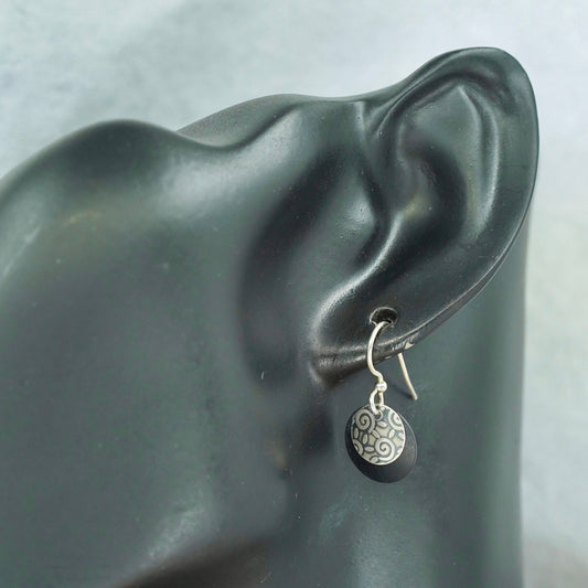 Vintage Sterling 925 silver handmade earrings with discs