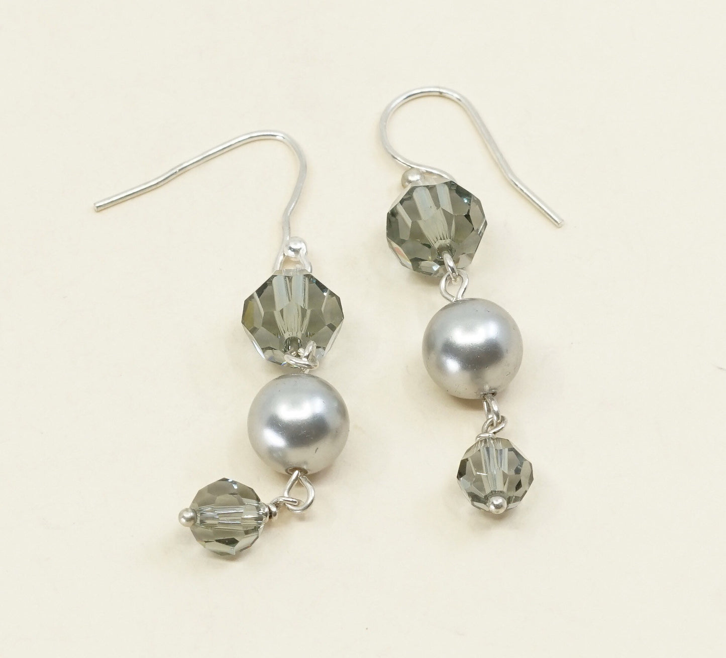 VTG Sterling silver handmade earrings, 925 hooks w/ pearl drops