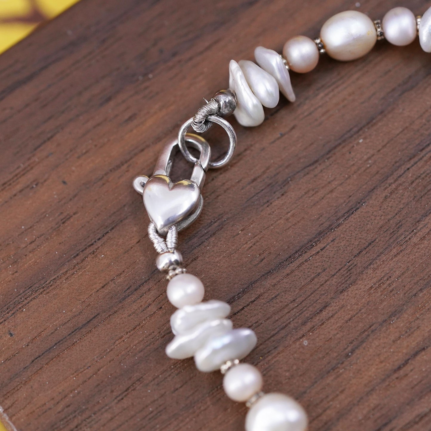 6.75”, Vintage Sterling 925 silver handmade pearl bracelet with 925 clasp