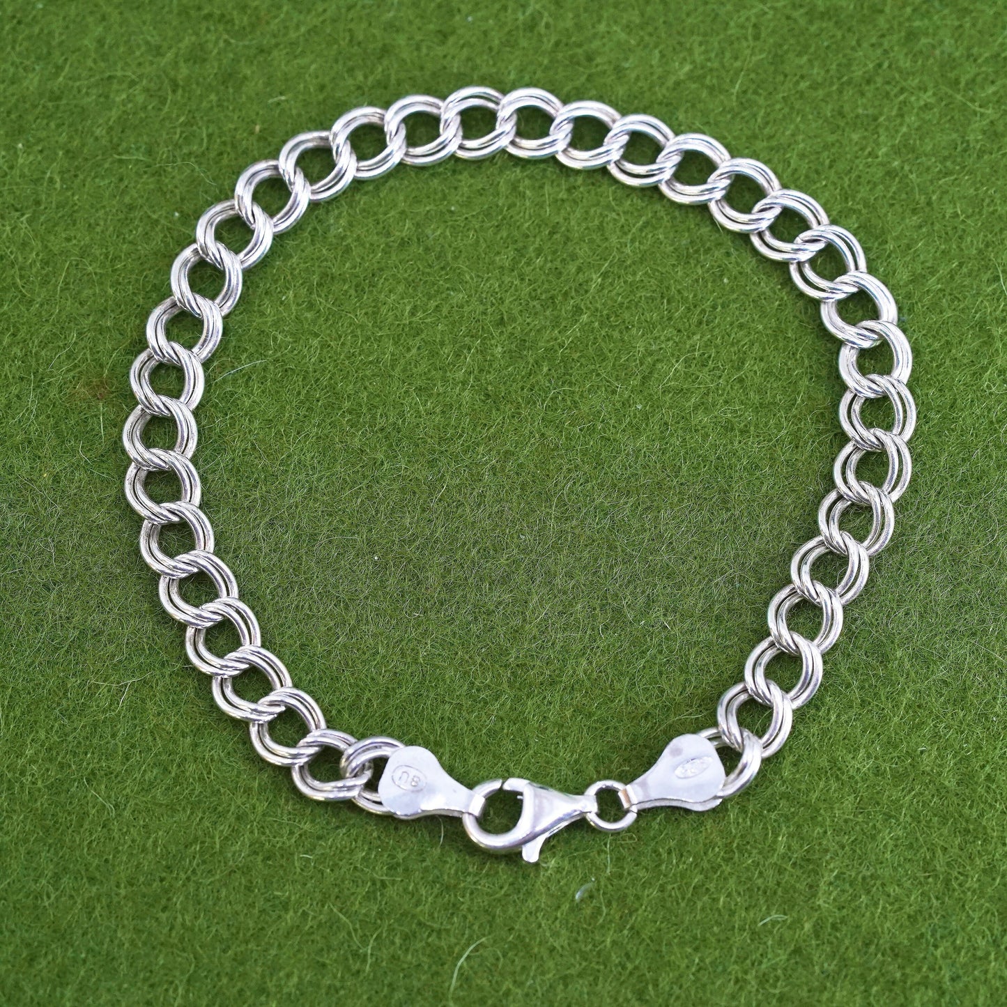 7.25", 7mm, Vintage sterling silver bracelet, 925 double curb chain