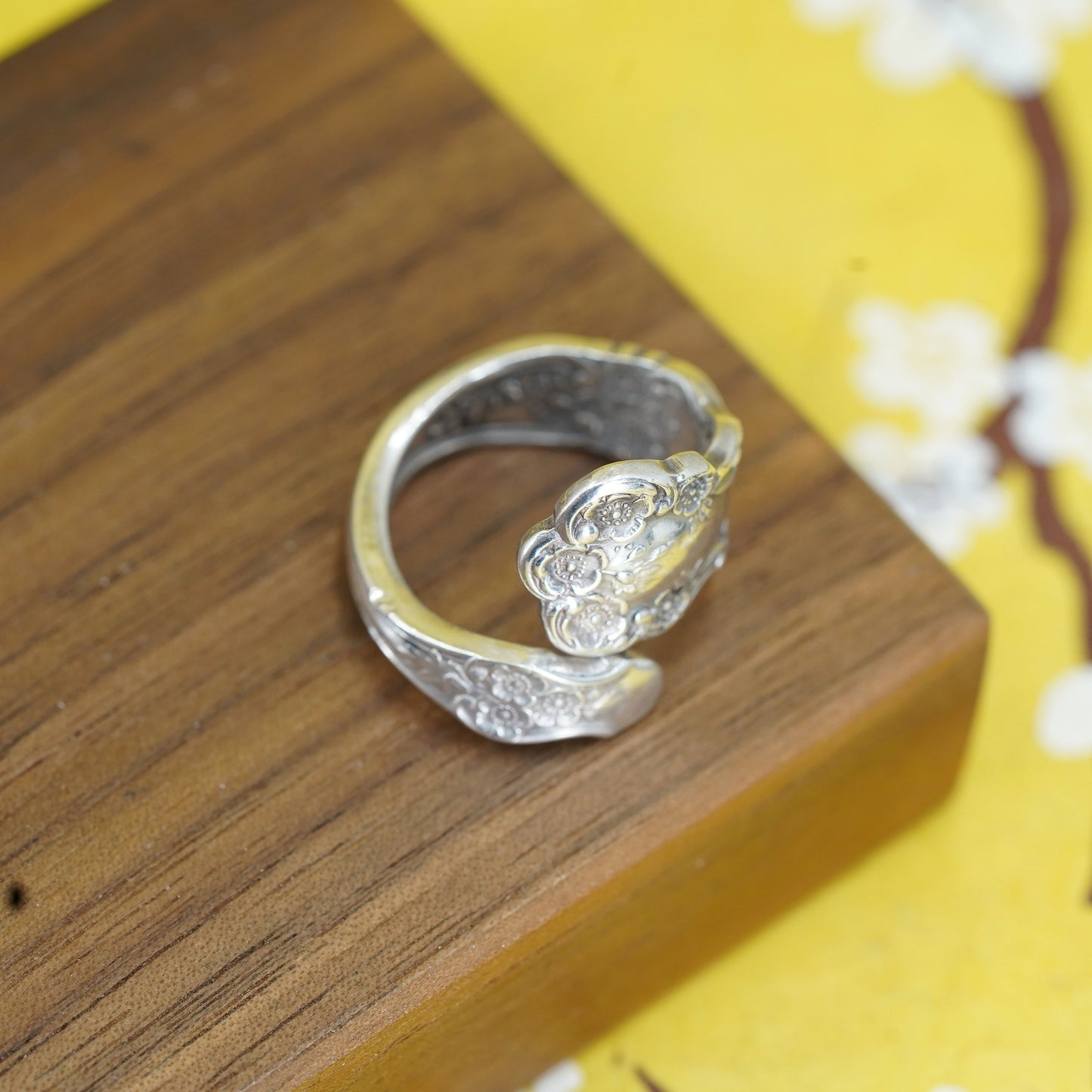 Size 8.5, vintage prelude Sterling silver handmade wrap band, 925 spoon ring