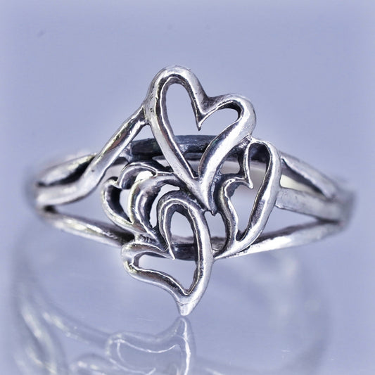 Size 7.5, southwestern Sterling 925 silver wedding ring, heart stackable band