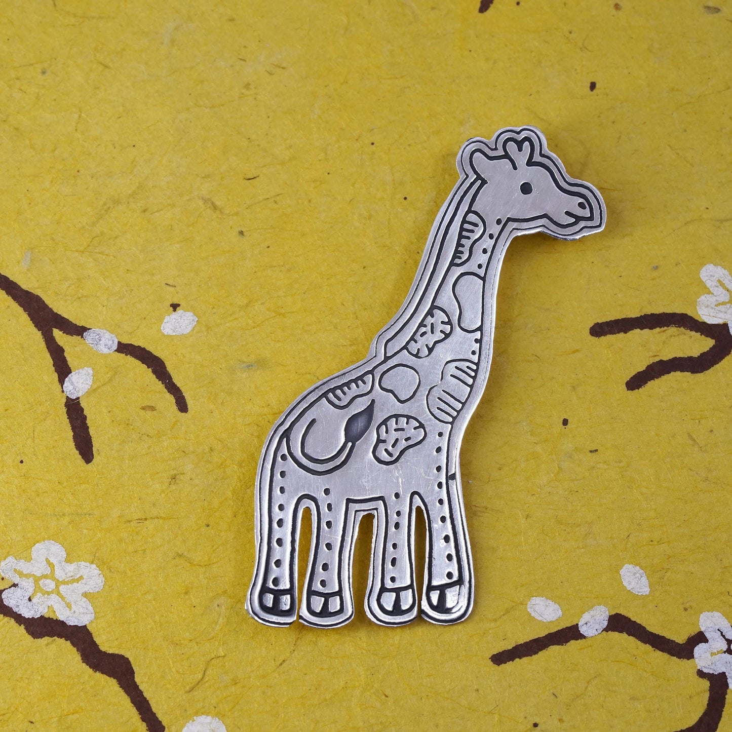 Vintage Mexican handmade sterling 925 silver giraffe brooch