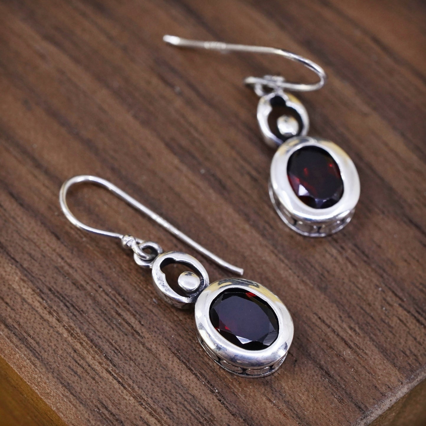 Vintage LUC Sterling 925 silver handmade earrings with ruby