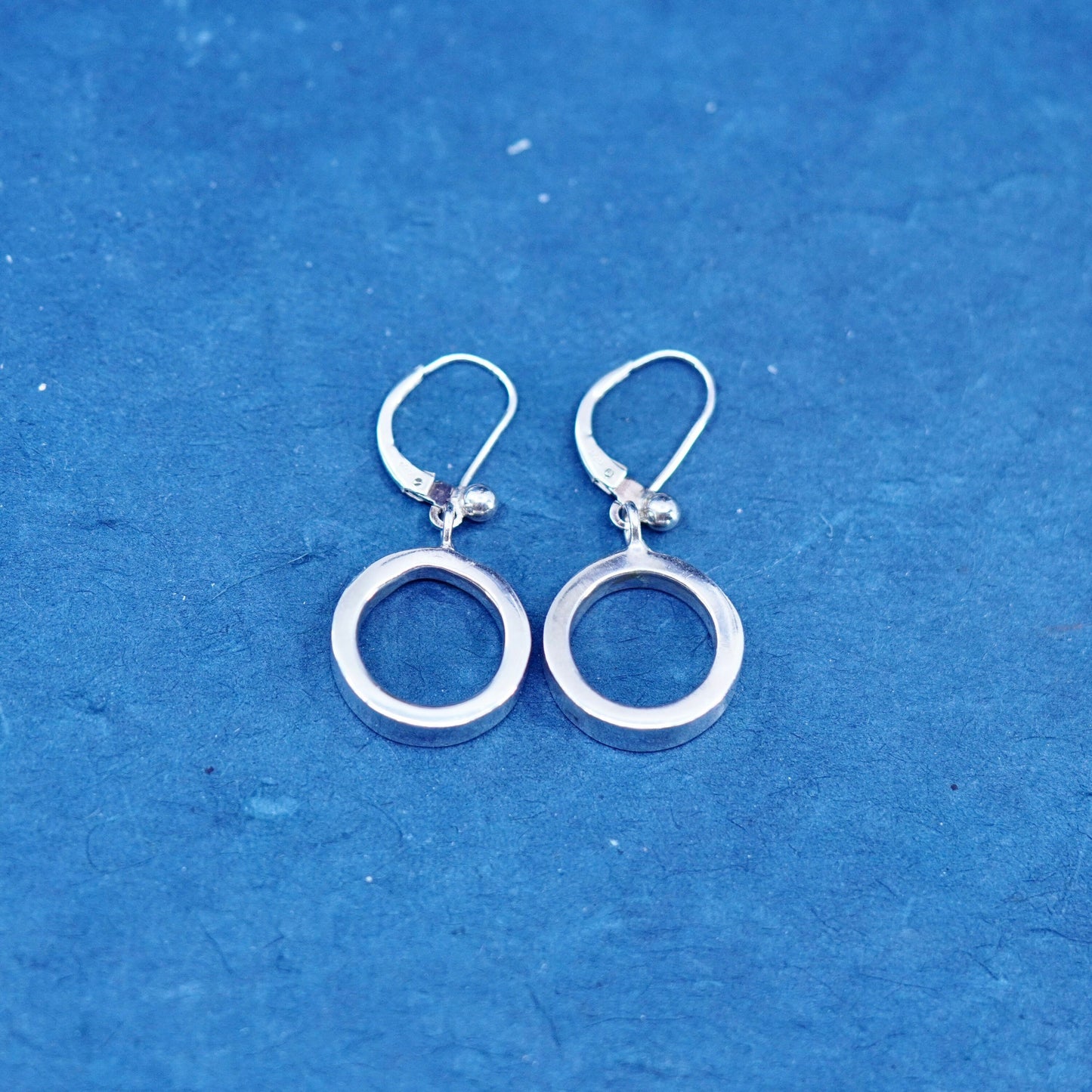 Vintage Barra Sterling Silver handmade Earrings. Hammered 925 circle dangles