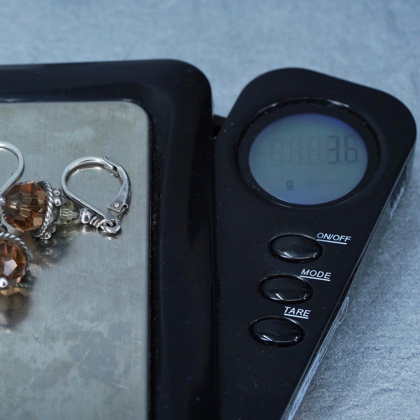 Vintage Sterling 925 silver handmade earrings with orange crystal bead