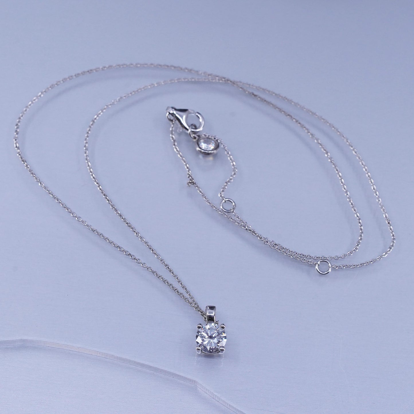16+2”, Sterling 925 silver handmade circle necklace with cz heart beat pendant