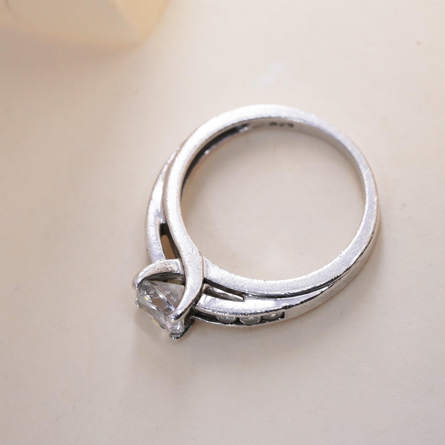 Size 6.5, 925 Sterling silver ring with Marquise cut crystal CZ cluster ring