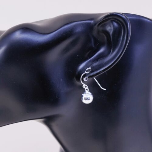Vintage sterling silver handmade earrings, 925 silver beads dangles