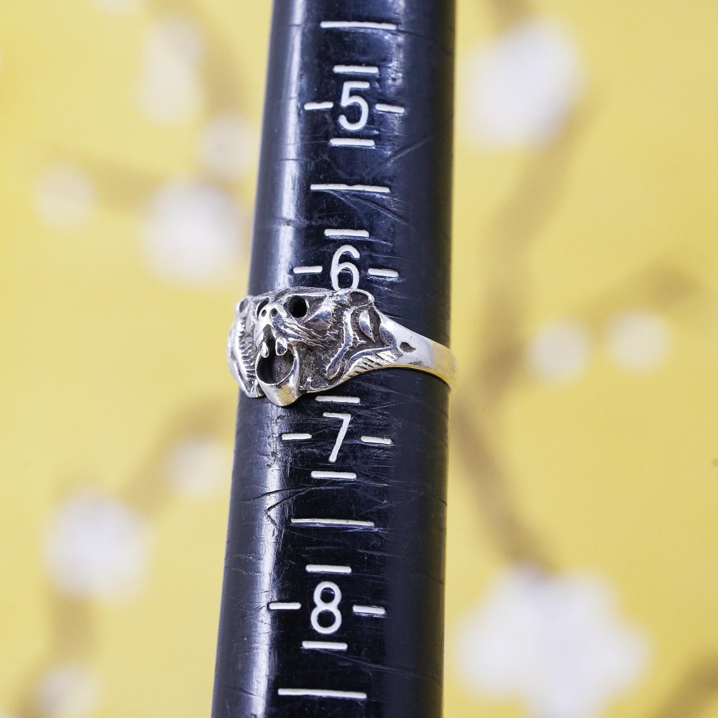 Size 6.5, VTG Sterling Silver 925 Bat Ring, Gothic Vampire Bat Statement Ring