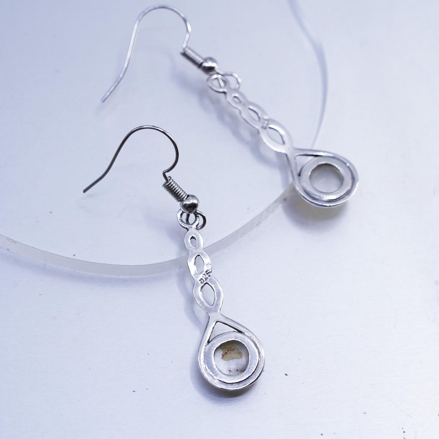 Vintage Sterling 925 silver handmade earrings with moonstone