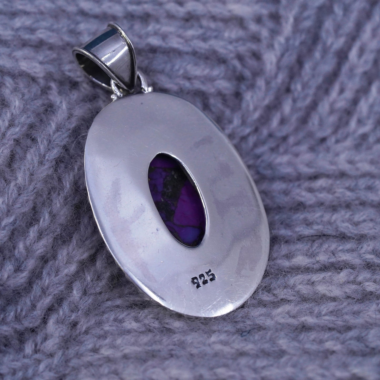 Native American Navajo Sterling 925 silver handmade pendant purple turquoise